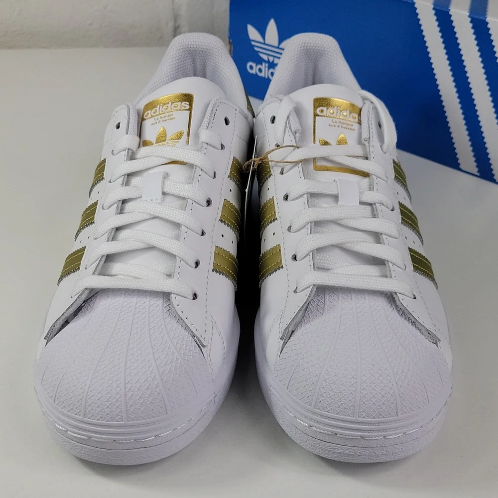Adidas Originals Superstar White / Gold Womens Sizes - Picture 3 of 8